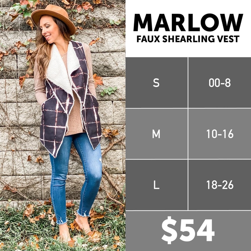 LuLaRoe Marlow Faux Shearling Vest - Picture 5 of 5